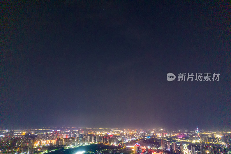 河南周口河西城市夜景航拍图