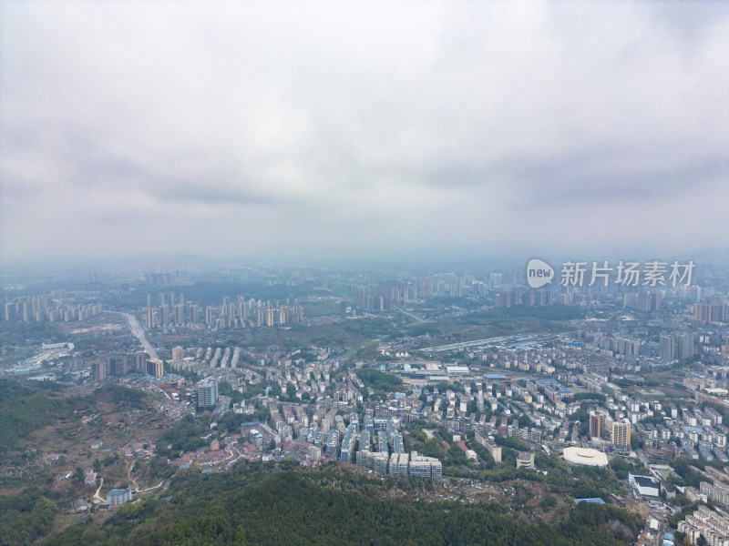 城市清澈雾霾天气航拍摄影图