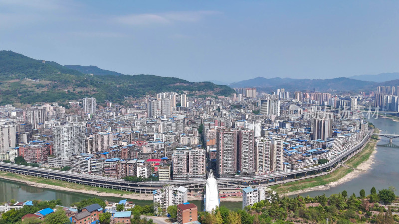 航拍四川达州建设达州大景摄影图