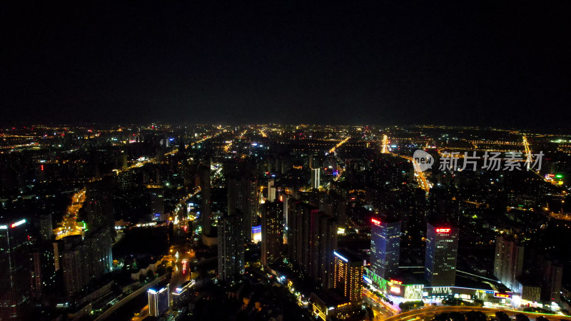安徽蚌埠东海大道夜景交通航拍