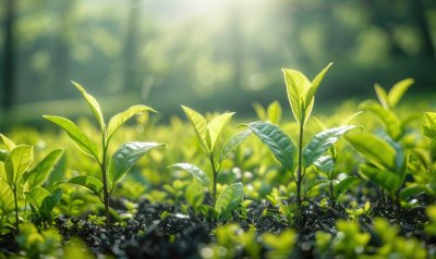 晨曦茶园茶叶农作物绿色生态环保背景