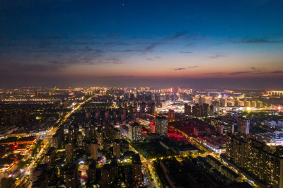 江苏宿迁夜景灯光航拍摄影图