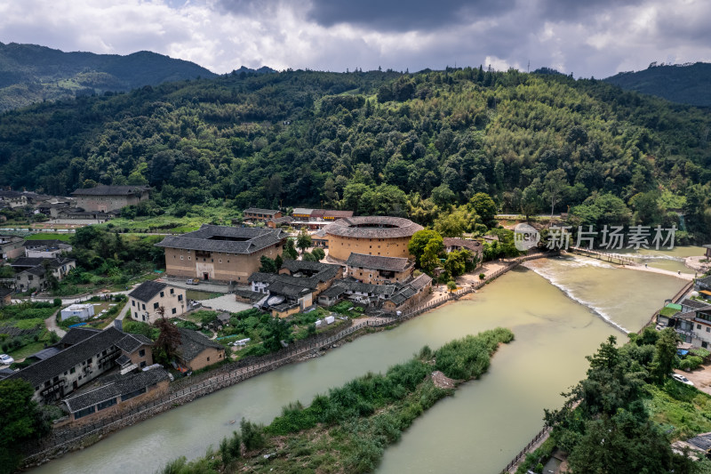 福建漳州南靖县云水谣土楼景区航拍