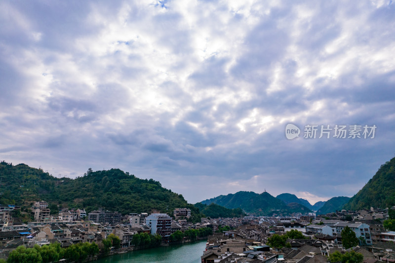 贵州镇远古镇景区航拍摄影图