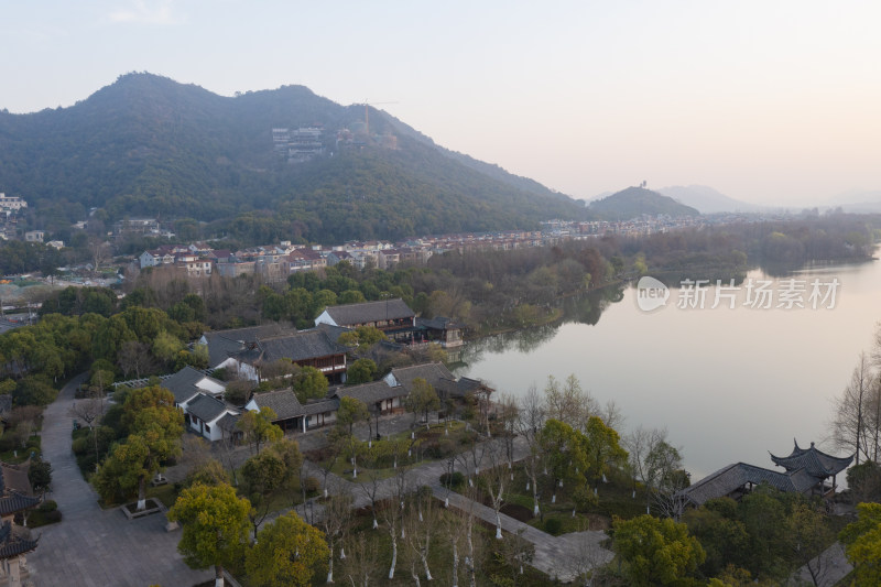 杭州萧山湘湖老虎洞景区秋色航拍