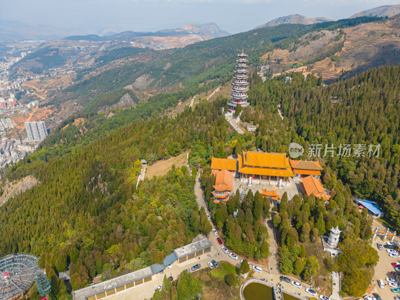 航拍云南个旧老阴山景区