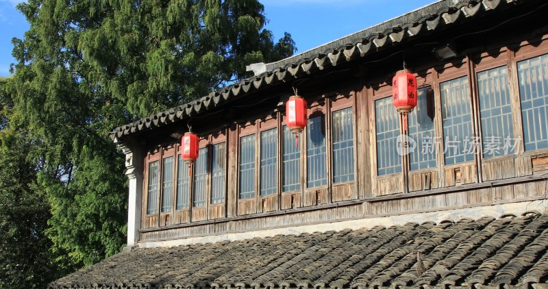 中式传统木楼古风建筑 苏州平江路特色风光