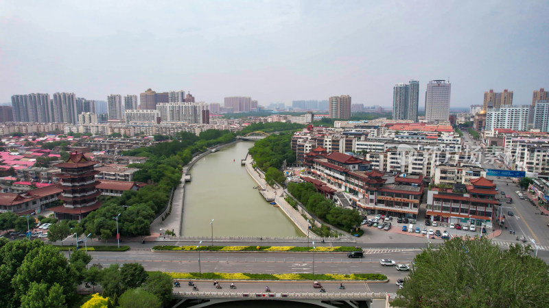 河北沧州城市风光地标建筑航拍