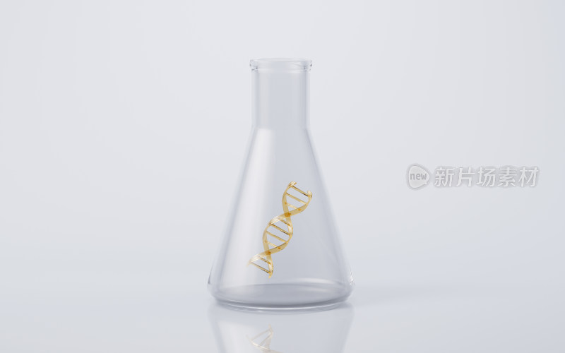 锥形瓶与DNA结构3D渲染