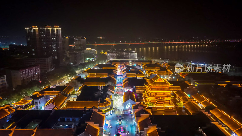 江西樟树三皇里旅游休闲街区夜景航拍