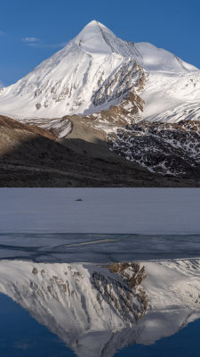 西藏那曲比如萨普神山圣山圣湖冰川壮丽景色