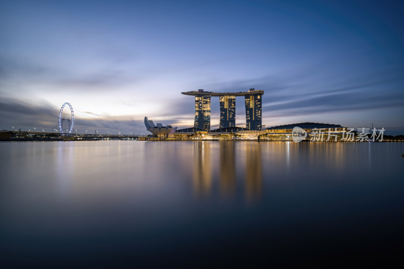 新加坡滨海湾金沙海滨奥林匹克蓝调夜景