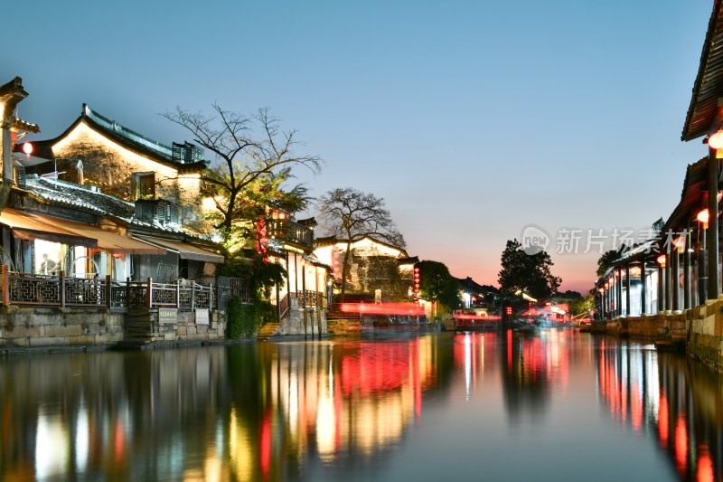 江南水乡西塘古镇景区夜景