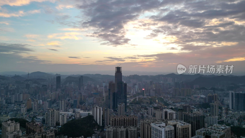 航拍贵阳火烧云贵阳大景