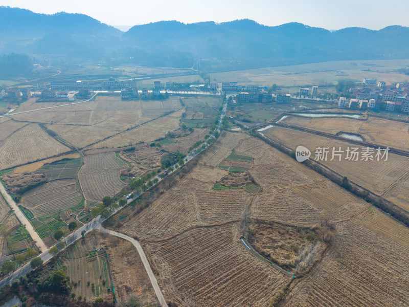 乡村田野航拍全景