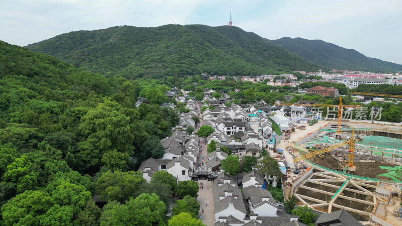 航拍江苏无锡惠山古镇5A景区