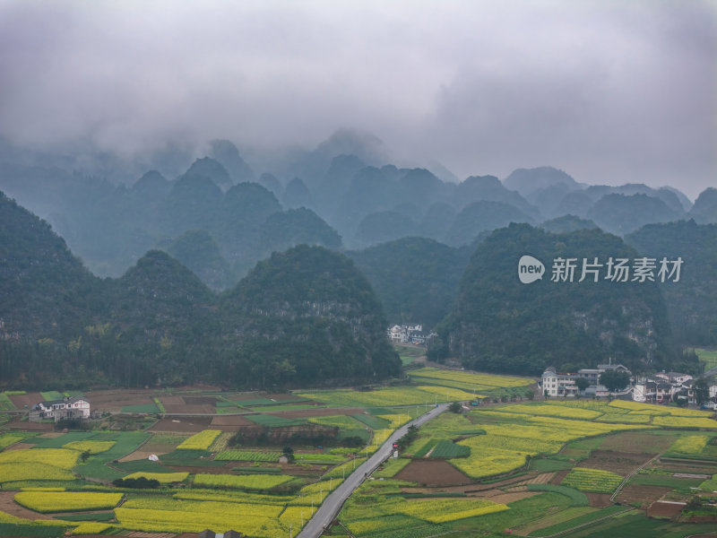 贵州黔西南布依族苗族万峰林油菜花高空航拍