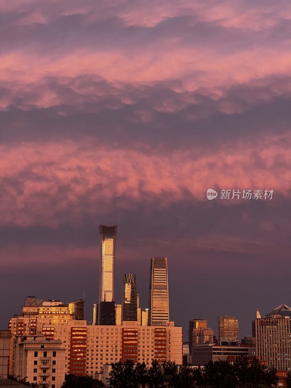 中国首都北京城市cbd夕阳美景