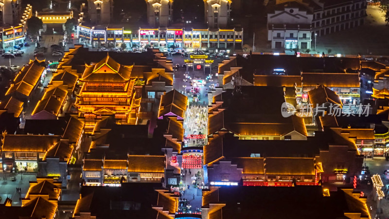 江西樟树三皇里旅游休闲街区夜景航拍