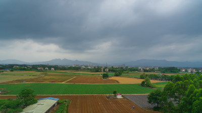 广东区县新农村春季春耕土地农田播种