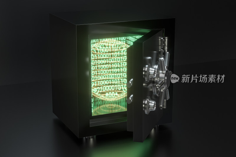 数字科技感金属保险箱 三维渲染