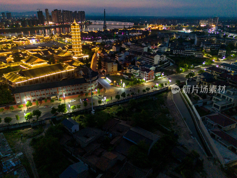 抚州文昌里夜景灯光航拍图