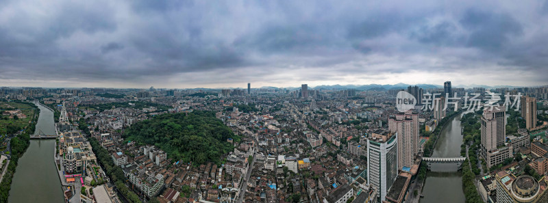 广东中山城市风光航拍全景图