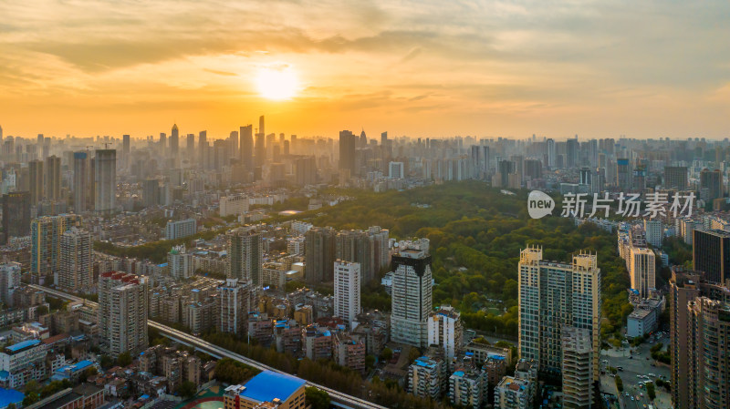 武汉汉口城市建筑群航拍