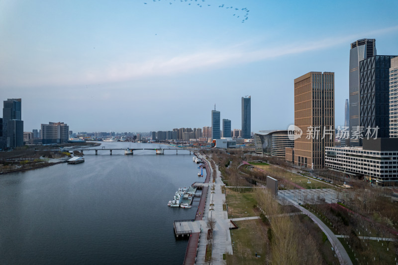 天津海河于家堡金融中心城市风光