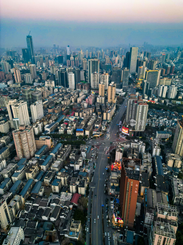 长沙五一广场步行街夜景航拍