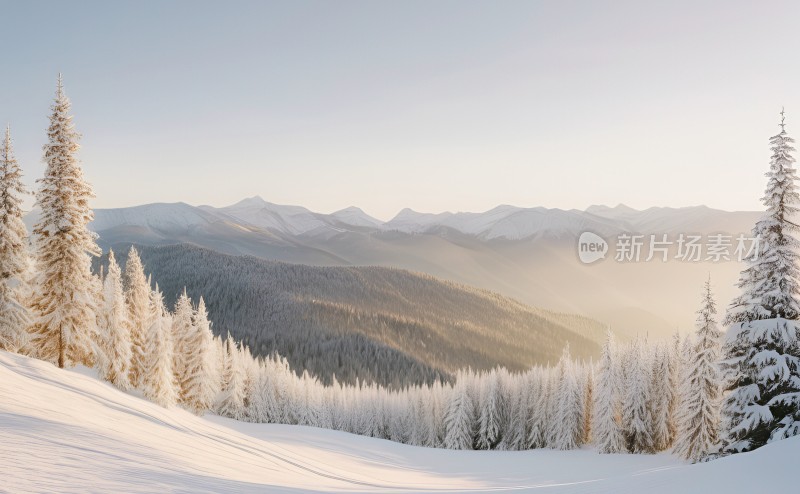 冬季森林白雪覆盖风景