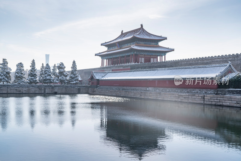 北京故宫神武门雪景