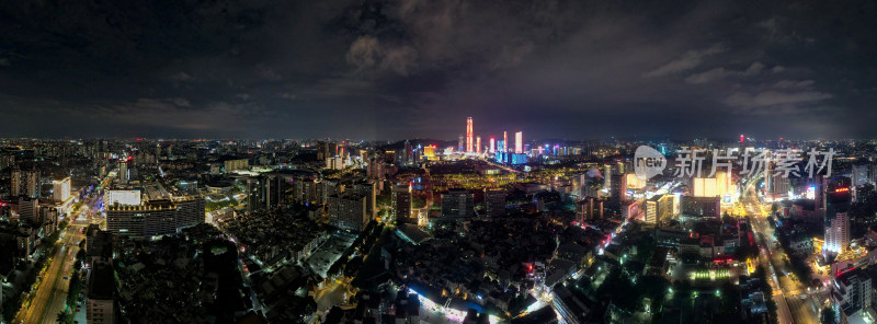 广东东莞城市夜景灯光航拍全景图