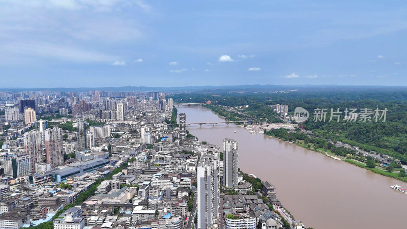 航拍四川乐山城市建设乐山大景