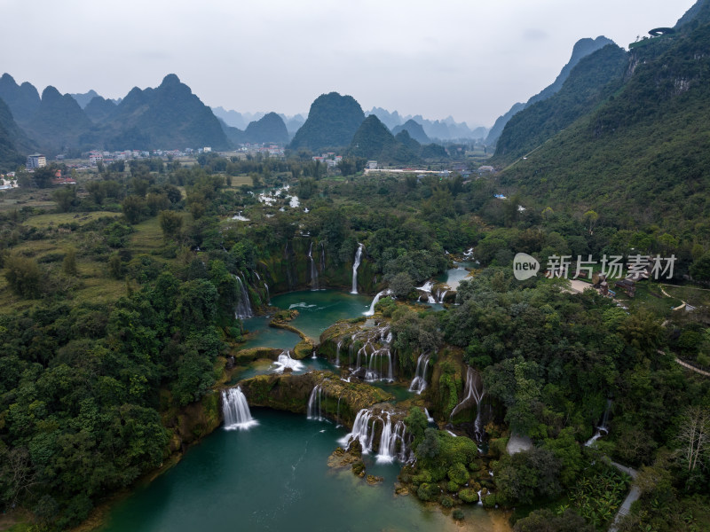 广西崇左德天跨国大瀑布自然美景航拍