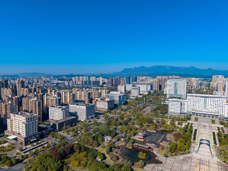 上饶市民广场周边建筑交通航拍图