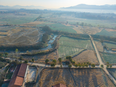 乡村田野航拍全景