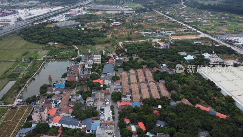 航拍广东省东莞市横沥镇城市风光