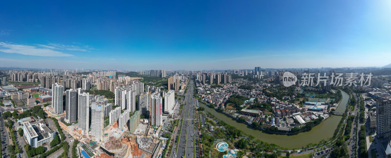 航拍广东江门城市建设全景图