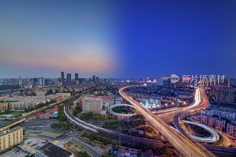 郑州高架桥城市交通夜景风光