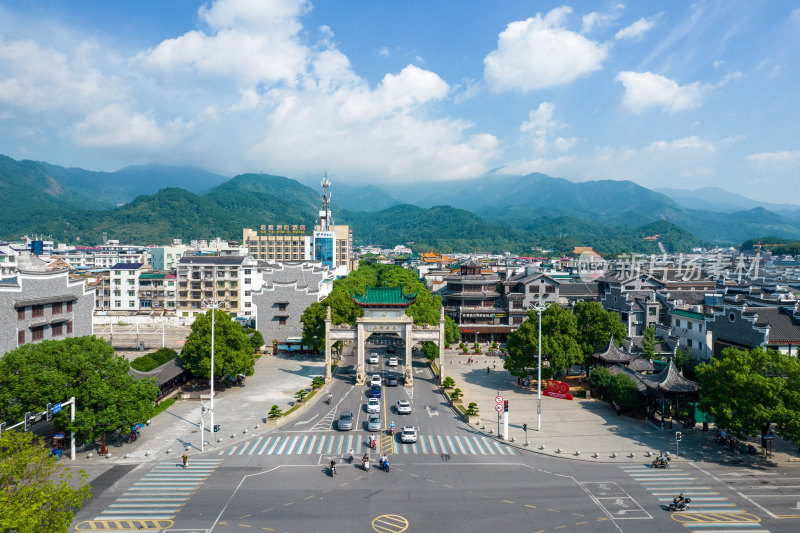 航拍南岳衡山牌坊-地标建筑