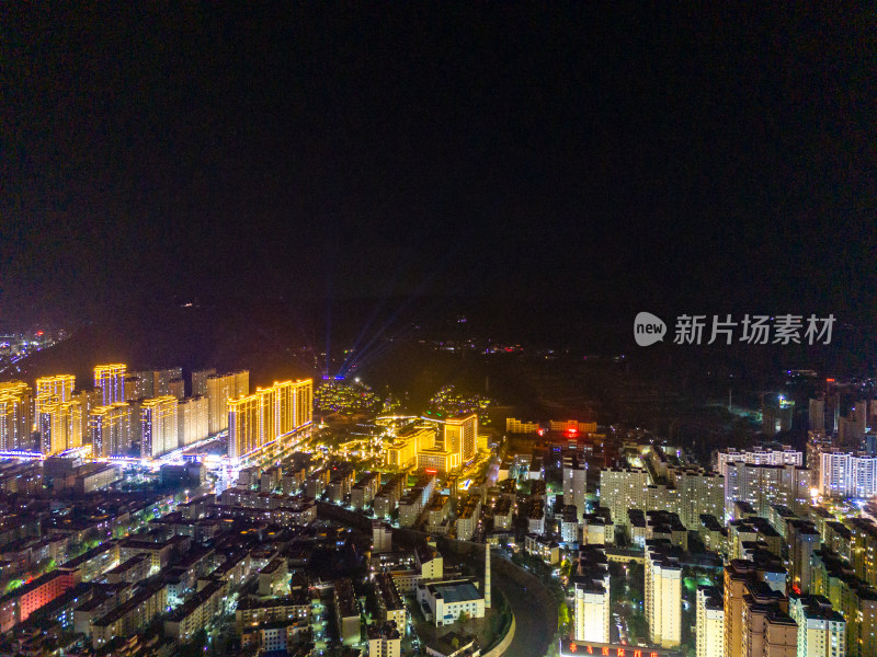 定西城市夜景灯光航拍图