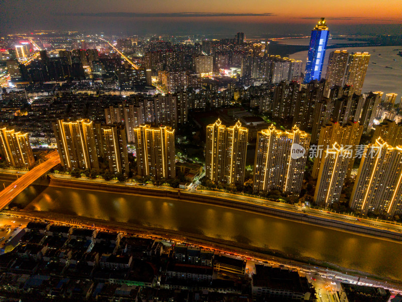 芜湖城市夜景灯光航拍图