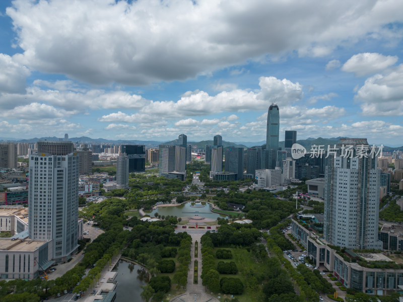 航拍浙江台州城市风光