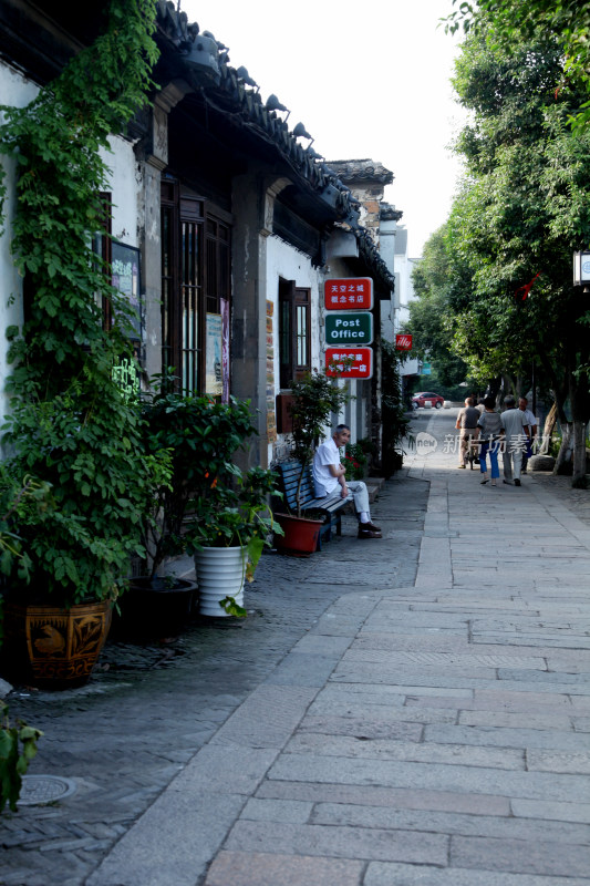 中式古建筑庭院全景风貌苏州平江路