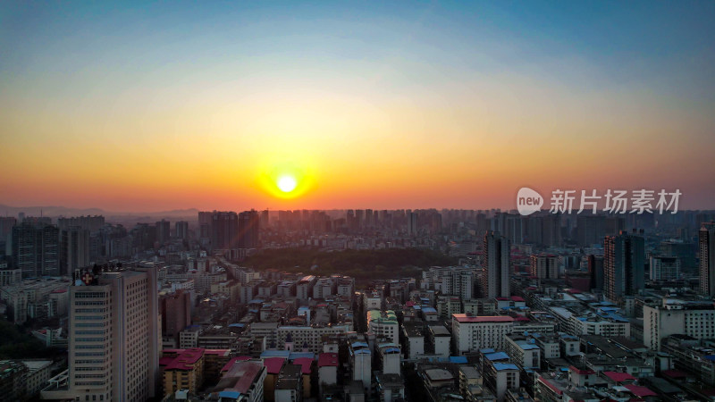 湖南衡阳日落晚霞夕阳火烧云航拍