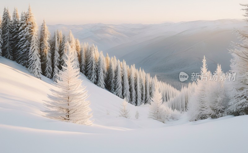 冬季森林白雪覆盖风景