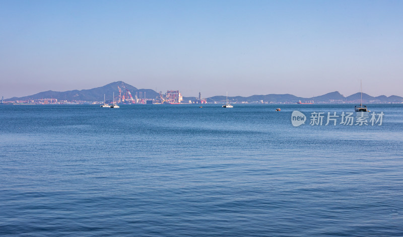 山东烟台芝罘湾烟台山海滨海岸风光