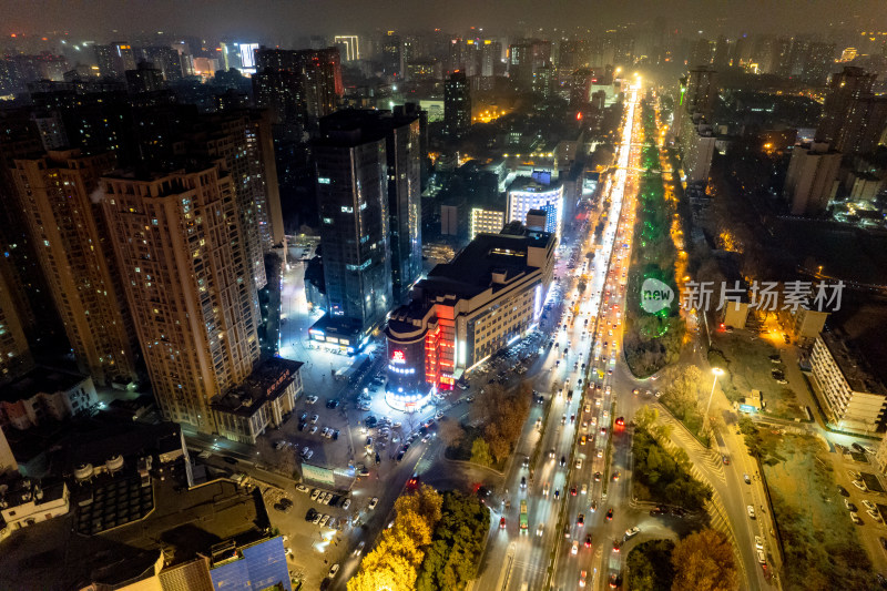 西安城市夜景灯光交通航拍摄影图