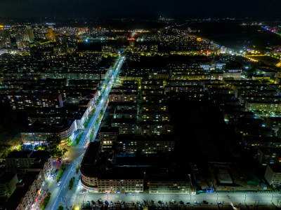 张掖城市大景夜景灯光航拍图